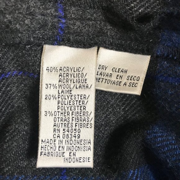 Evan Picone VTG Blue Grey Black Plaid Shirt Jacket 22W Wood Blend Snap Closure - Picture 8 of 8